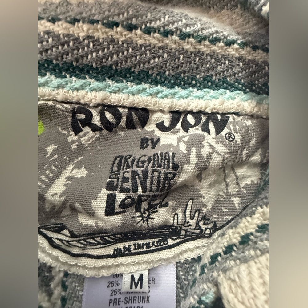 Ron Jon Senor Lopez Stripe Long Sleeve Baja Mexican Hoodie Poncho Size M - Picture 5 of 11